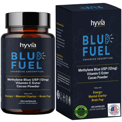Blu Fuel Methylene Blue Capsules - USP Pharmaceutical Grade Supplement For Humans - 120ct (4-month supply) Leucomethylene Blue